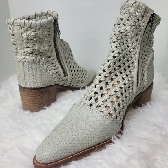 Free People In The Loop Woven Womens Bootie Size 8.5 Gray Leather Zip Boots - Picture 5 of 8
